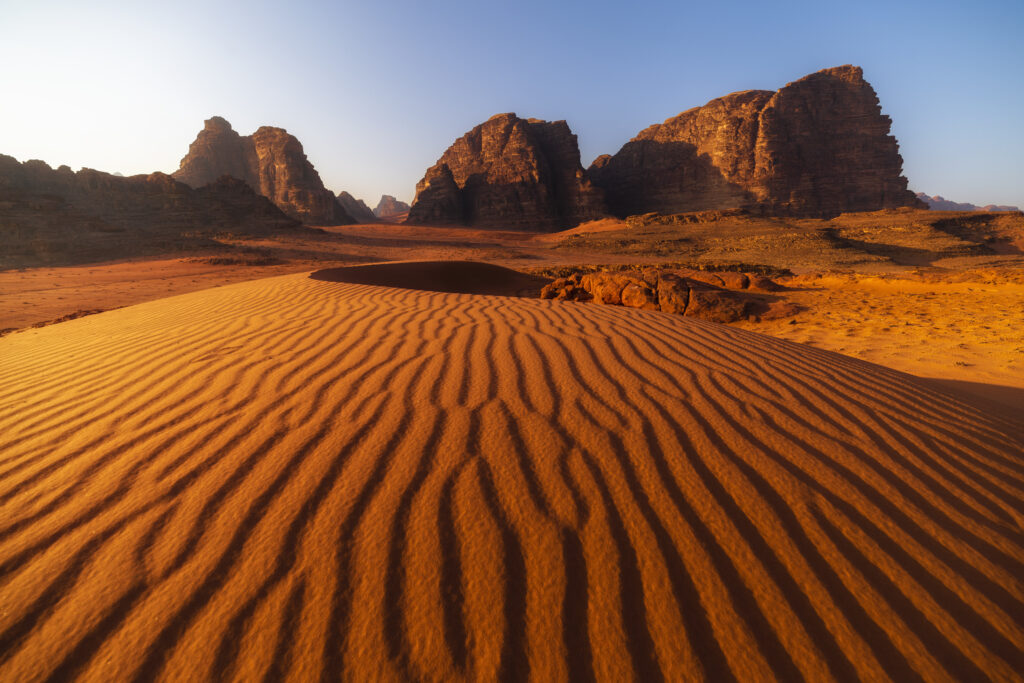 Désert de Wadi Rum en Jordanie en hiver