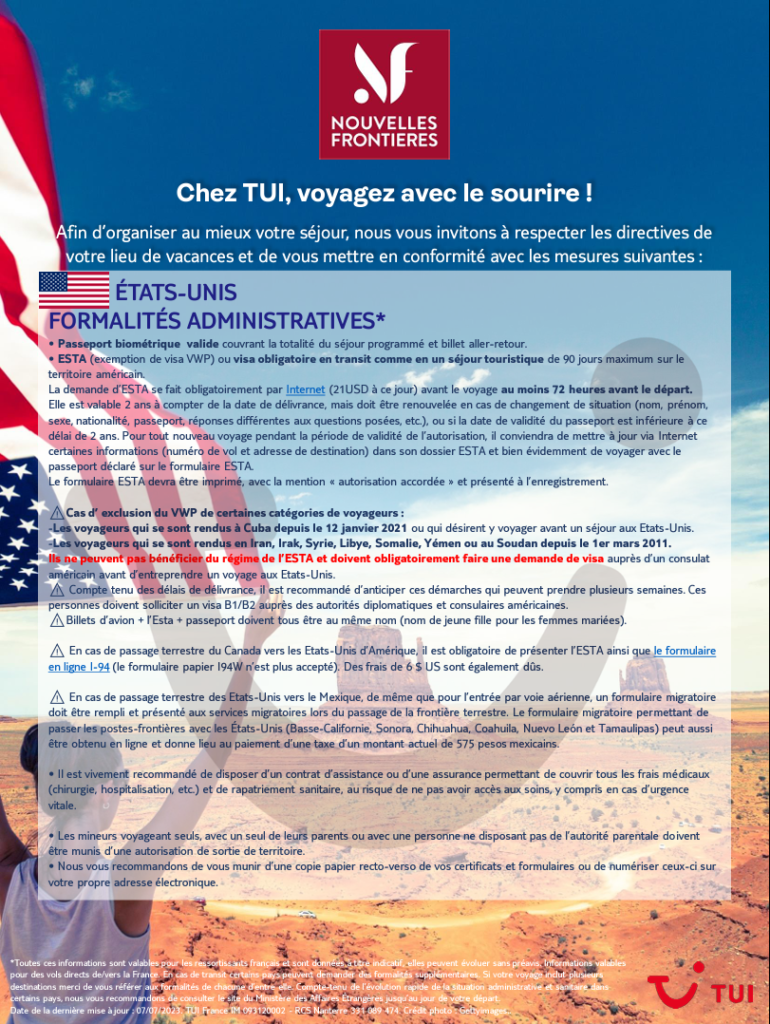 PDF formalités Etats-Unis