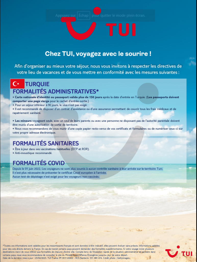 formalités voyage turquie