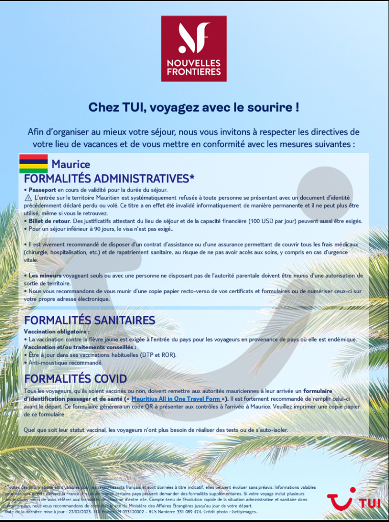 PDF formalités Ile Maurice