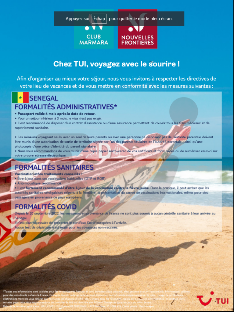 PDF formalités voyage Sénégal